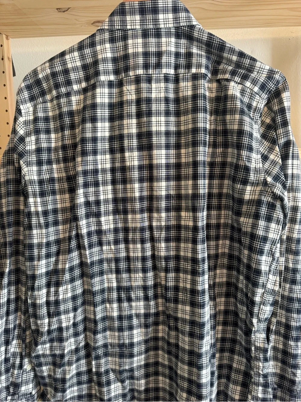 Banana Republic Navy and White Plaid Cotton Button-Down Shirt